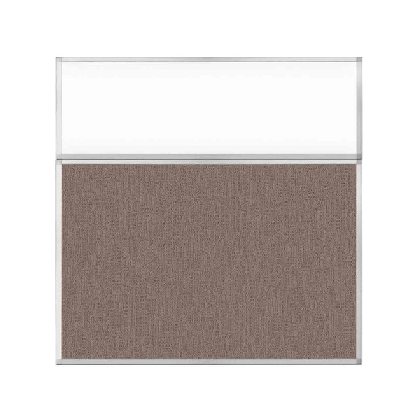 Hush Panel Configurable Cubicle Partition 6' x 6' W/ Window Latte Fabric Clear Window